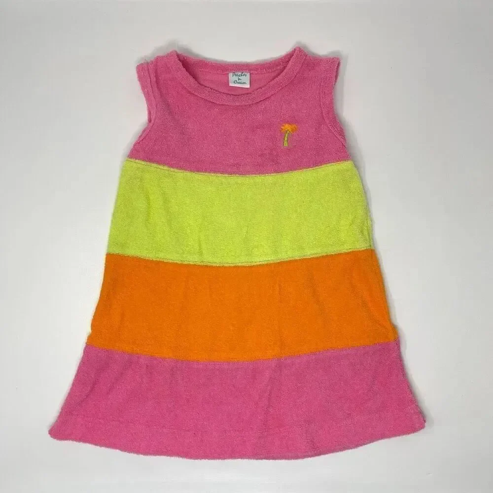 Peaches N Cream & Happy Kids Summer Dresses Lot of 2 Dress Little Girls Small 2T